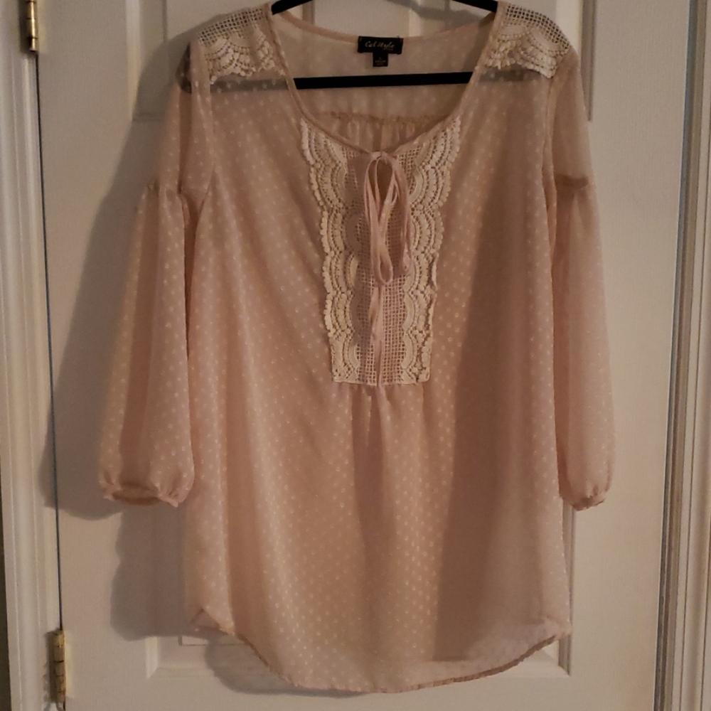 Sheer polka dot top